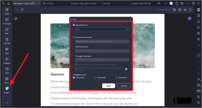 pdfelement Sicherheitsfenster
