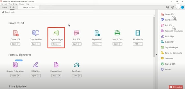 adobe acrobat seiten organisieren symbol