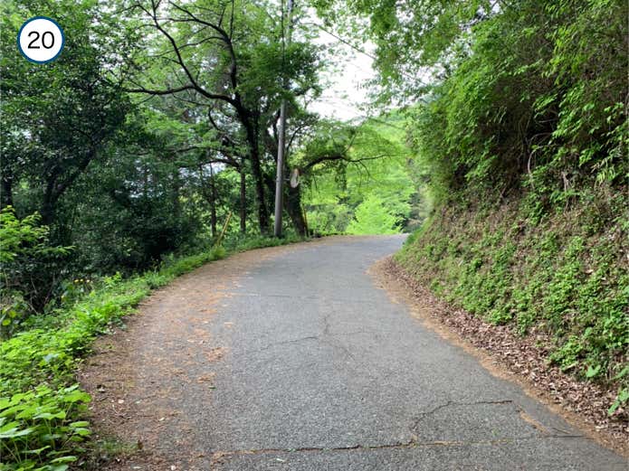 狭い林道を上る