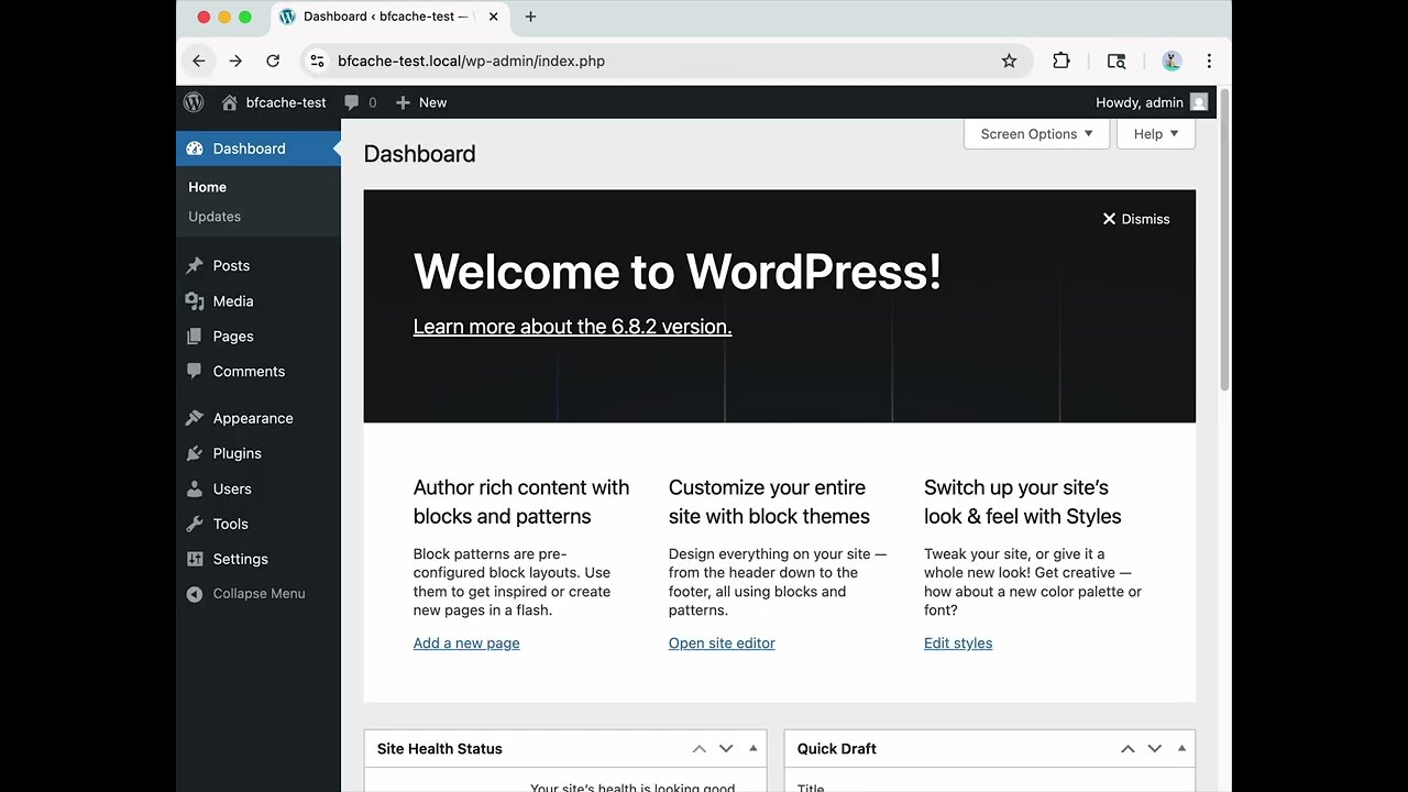 Navigating the WordPress Admin with Back/forward Cache (bfcache)