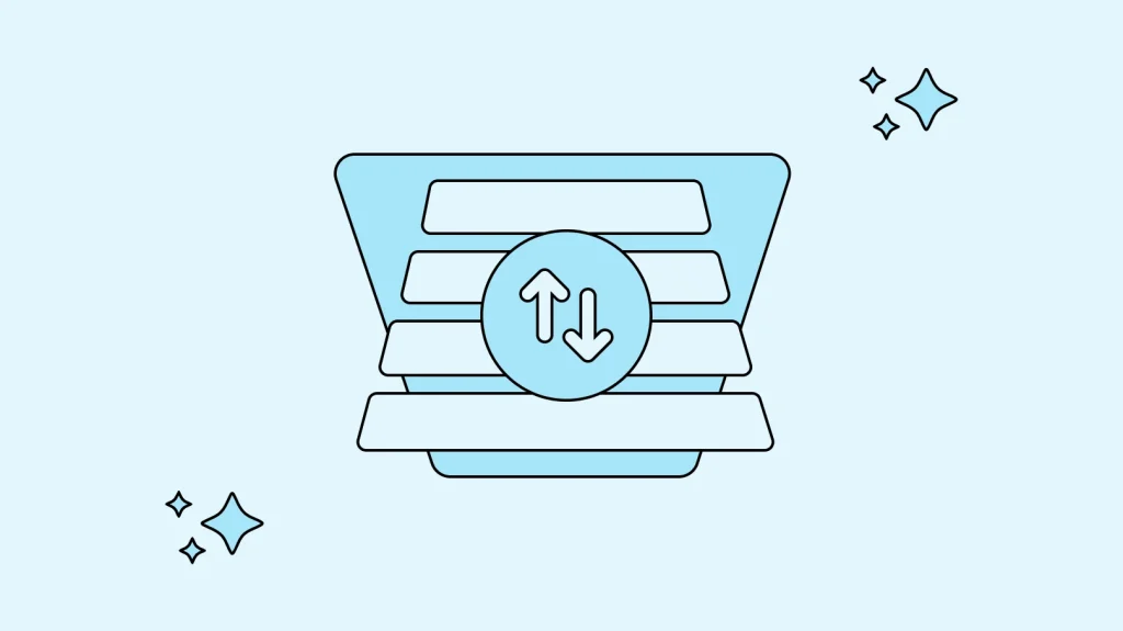 Funnel diagram with stacked layers and bidirectional arrows representing GEO's non-linear customer journey approach
