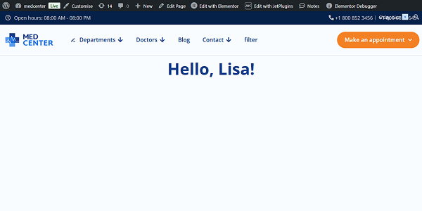 account page is visible after being logged in