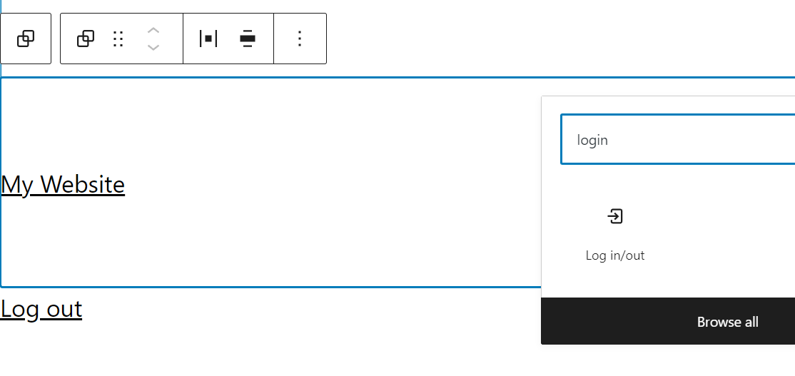 adding the log in/out block to a page