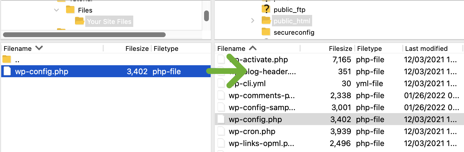 moving the wp-config.php file via ftp