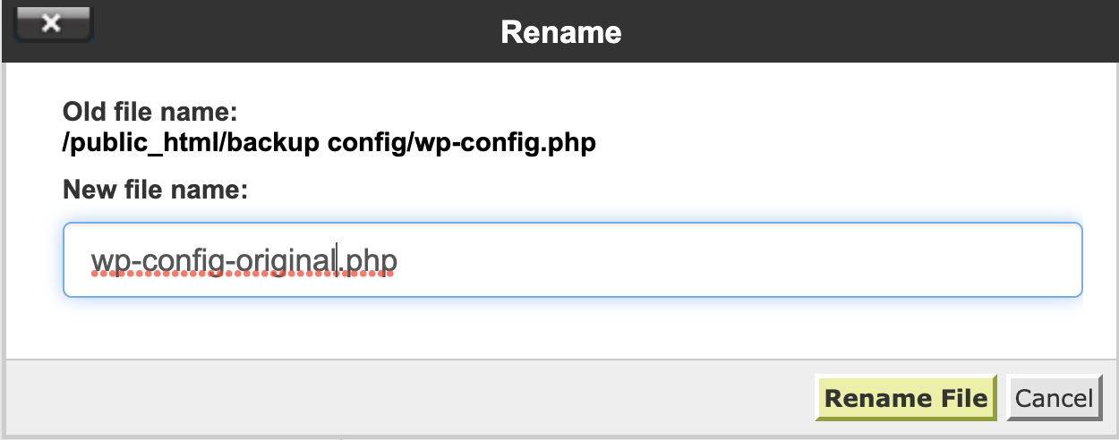 renaming the wp-config.php file