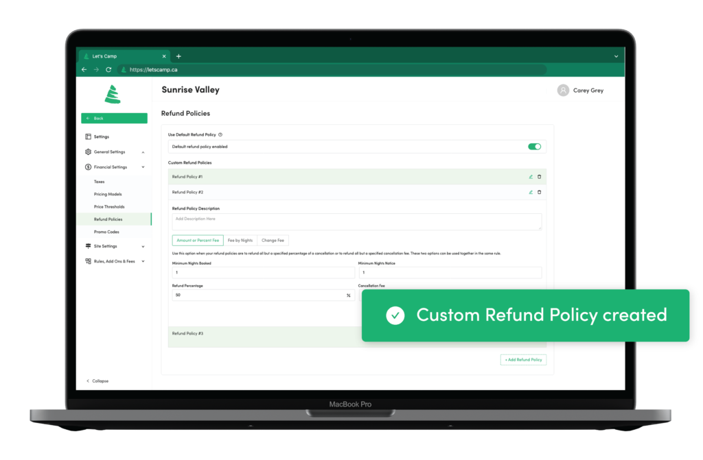 refund policies display