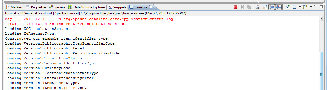 Figure 6. Console messages of the NCIPCore project