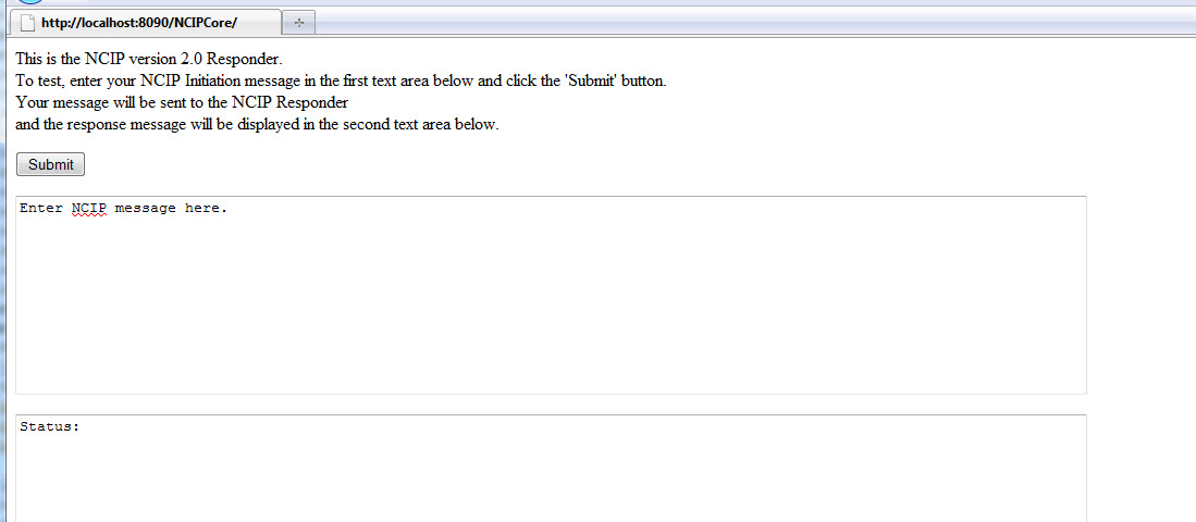 Figure 7. Index.html file that comes with the XC NCIP Toolkit.