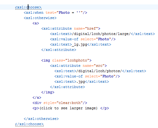 XSL Choose code for adding a picture to a page.