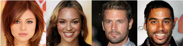 Figure 5. Images of fake celebrities generated by a GAN (Karras et al. 2018, fig. 10)