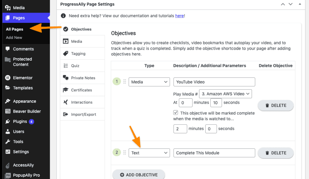 ProgressAlly Objectives