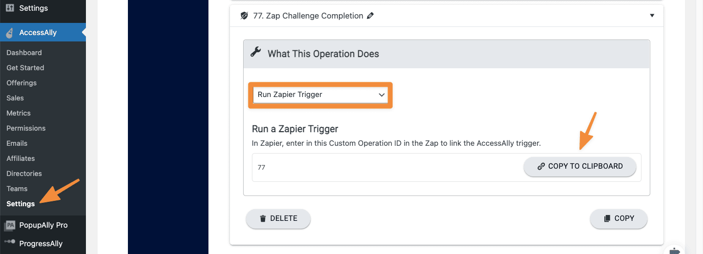 Zapier Custom Operation in AccessAlly