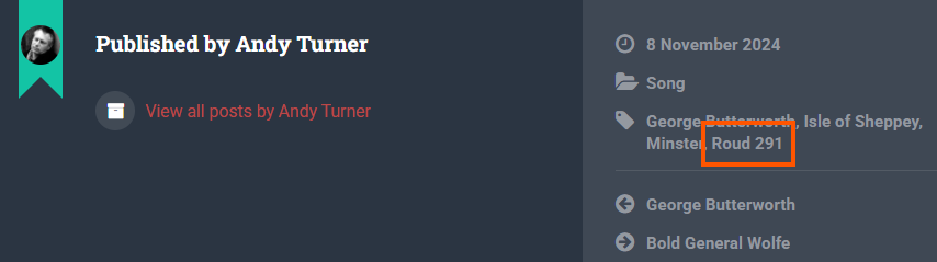 Screenshot highlighting the Roud number tag