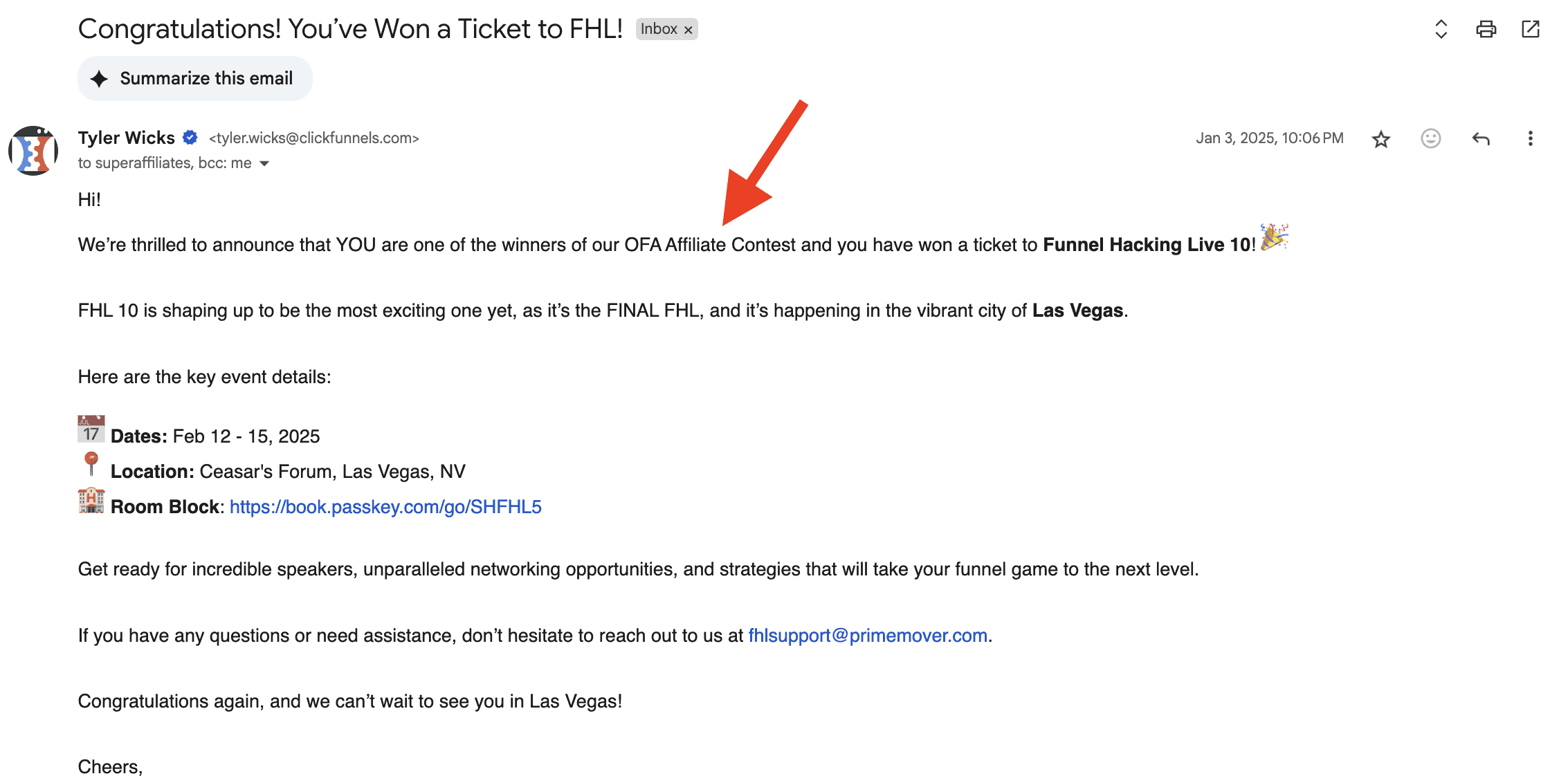 FHL contest email FHL contest email