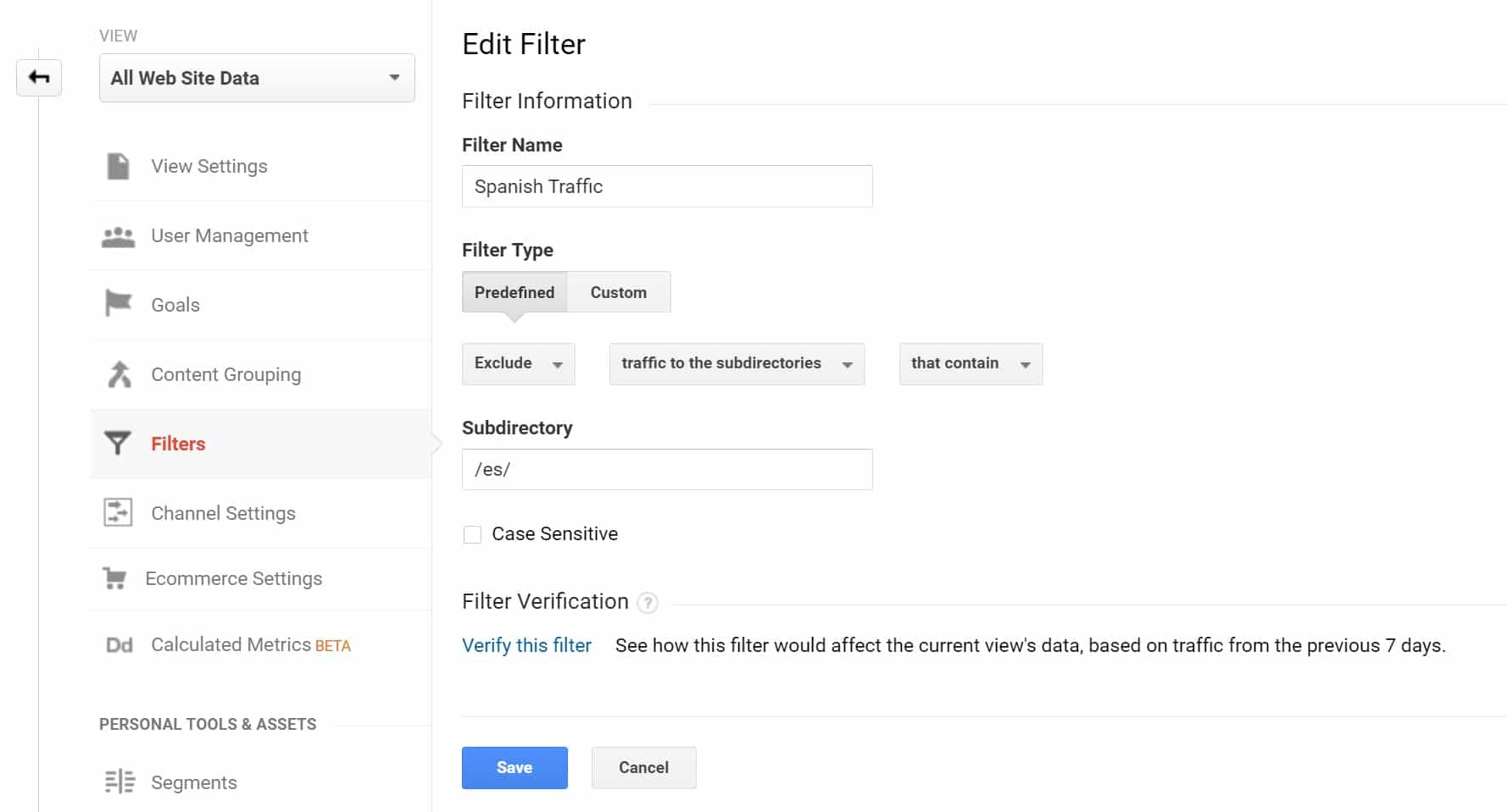 Escludere il traffico spagnolo Escludere il traffico spagnolo