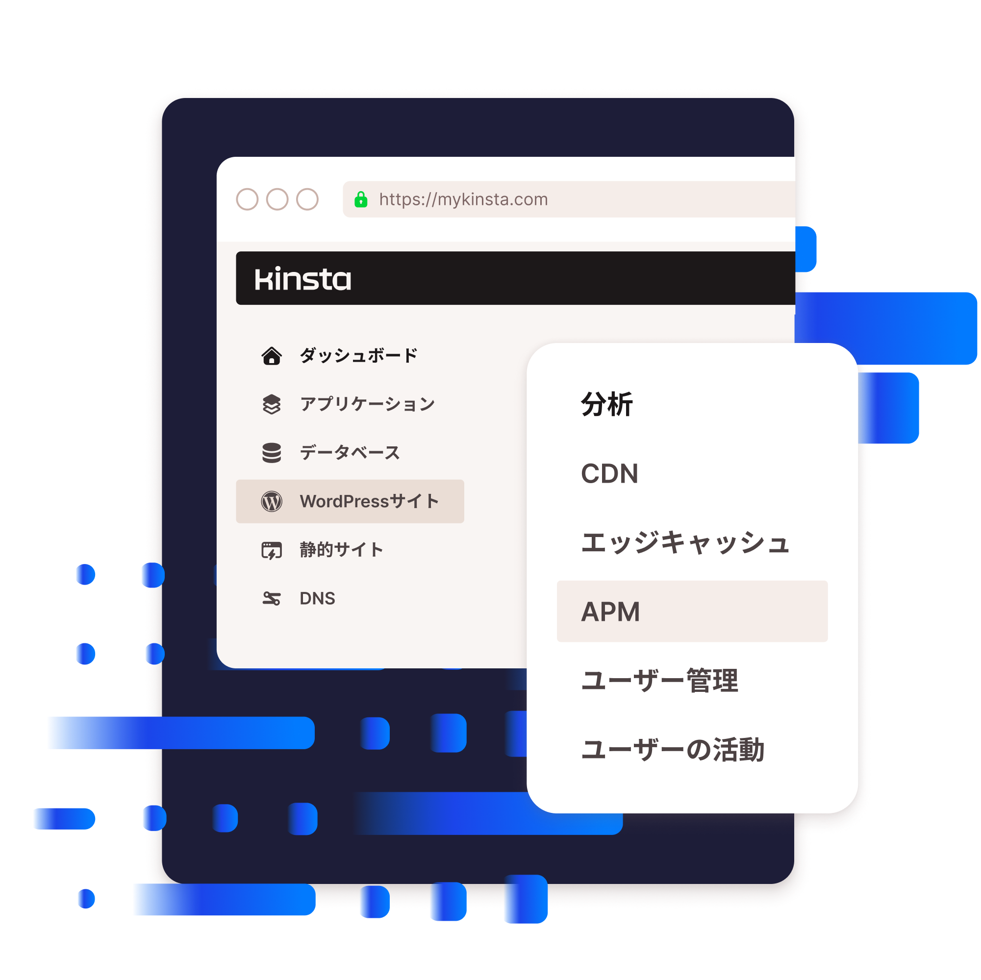 MyKinstaのAPMツールの場所を強調したスクリーンショット