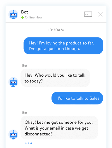 Chatbot coletando informações