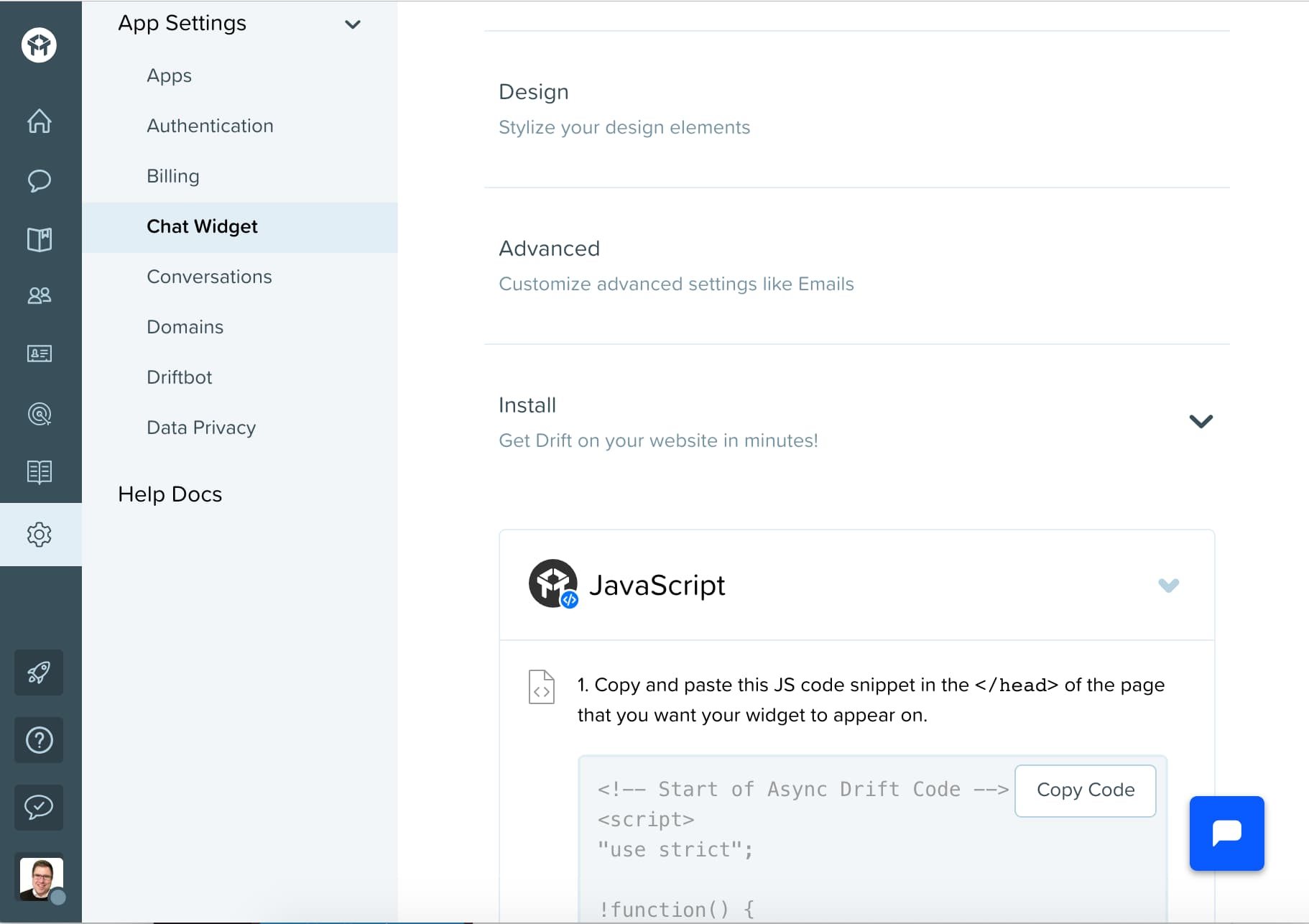 Instalação do Drift no WordPress