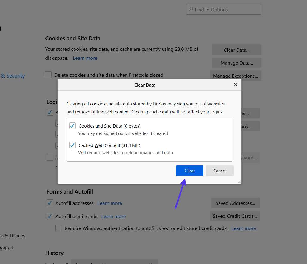 Le bouton Effacer les données