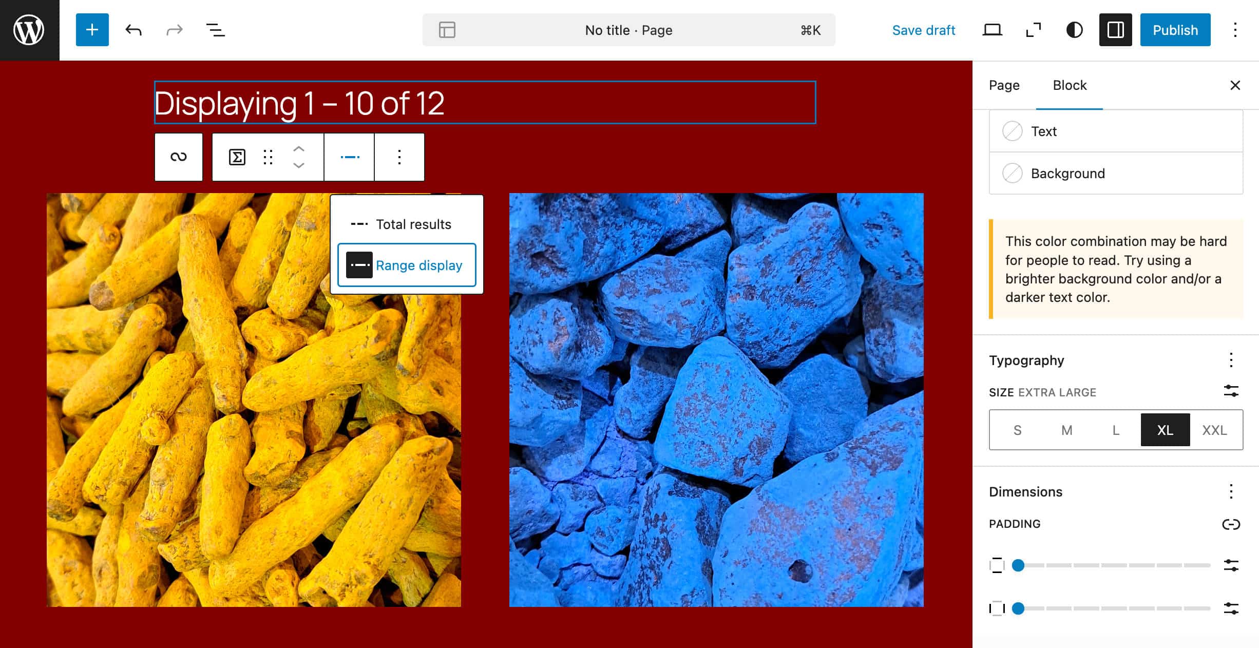 Result range in Query Total block