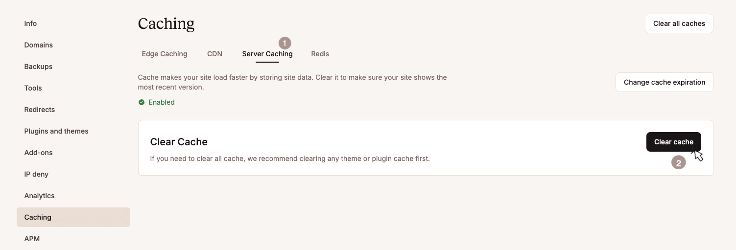 Message Terminé après l'effacement du cache de WordPress