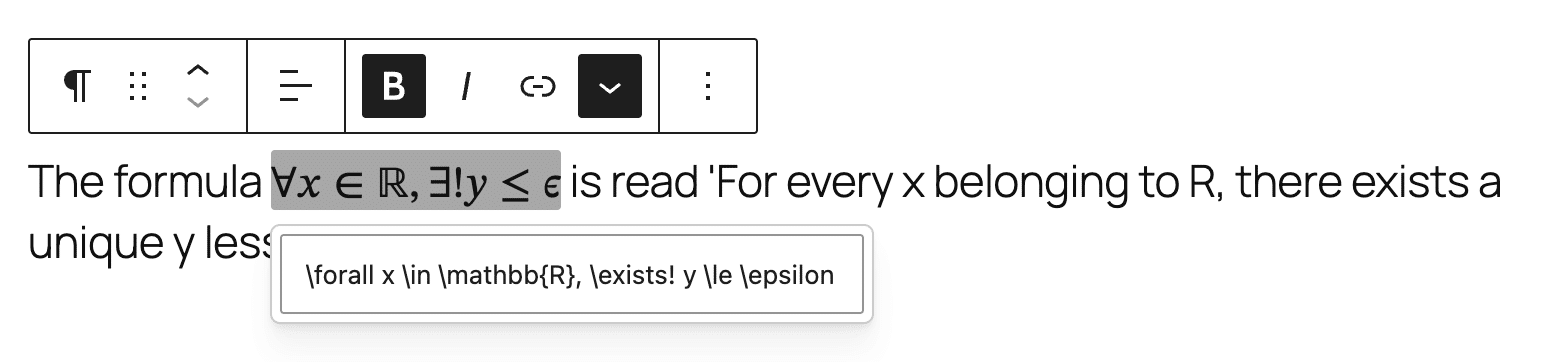 Adding inline math in WordPress 6.9