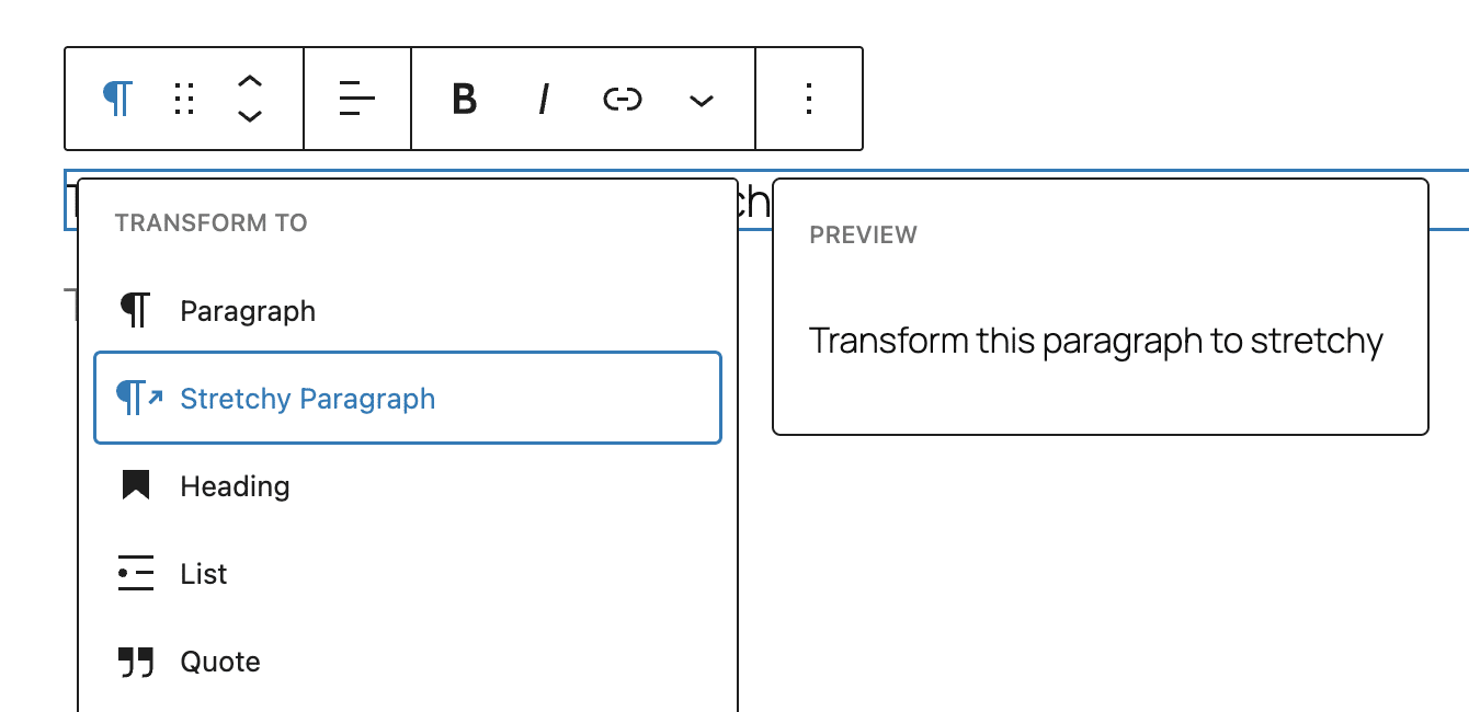 Transform to Stretchy Paragraph