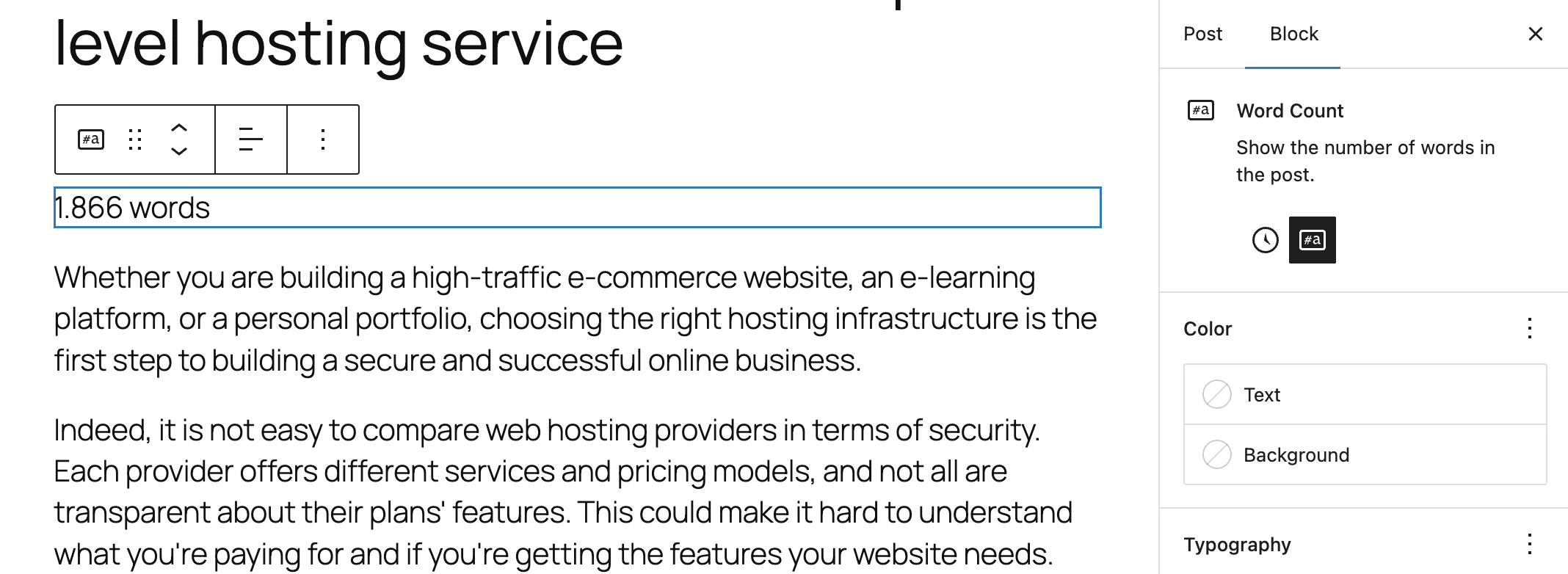 The Time to Read block in Word Count mode