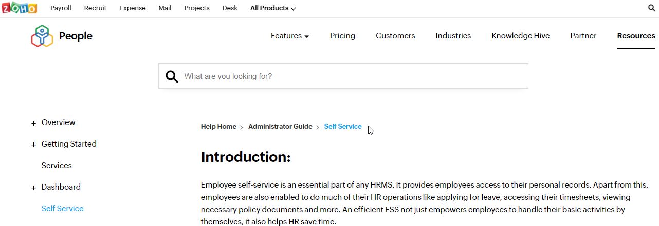 Zoho Self Service
