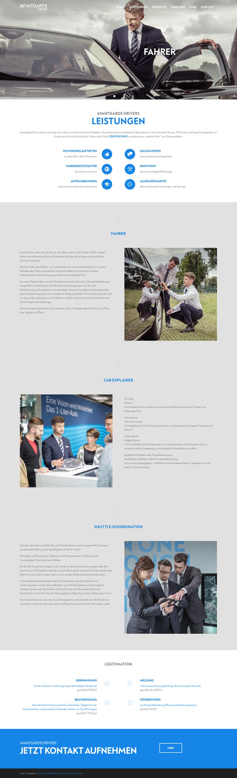 Avantgarde Eventservice Website Vollansicht - Premium Webdesign Referenz