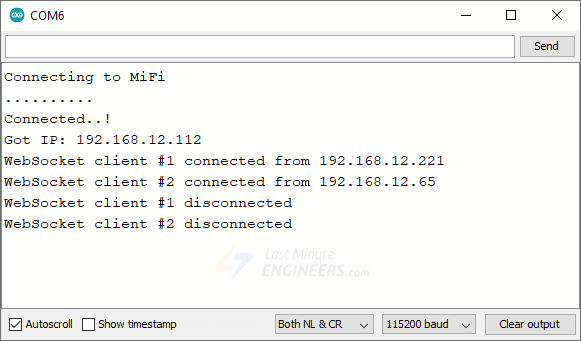 esp32 websocket list of connected clients and ip address