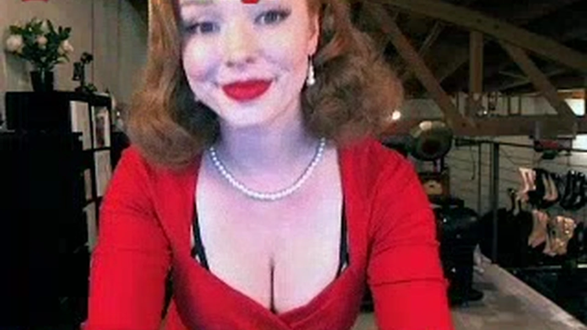 onlyfans Austin White taking of her red dress on camera