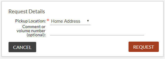 Home address pickup location option for requesting material delivery