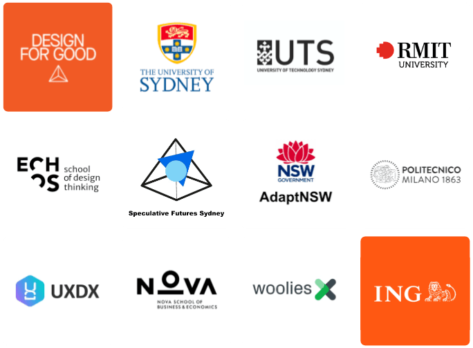 Logos-clients 3 rows mobile The LCD Lab has worked or taught with with University of Technology Sydney, AdaptNSW, University of Sydney, Design For Good, RMIT School of Business, NOVA Business School in Portugal, and Politecnico De Milano University, and more