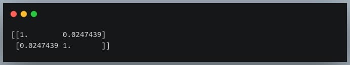output correlation matrix of a randomly generated data