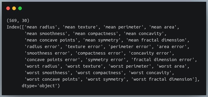 shape and features of breast cancer data