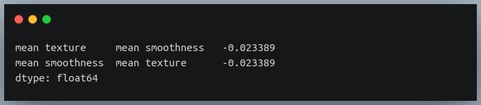 feature pairs with negative correlation coefficient