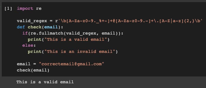 Check email using re