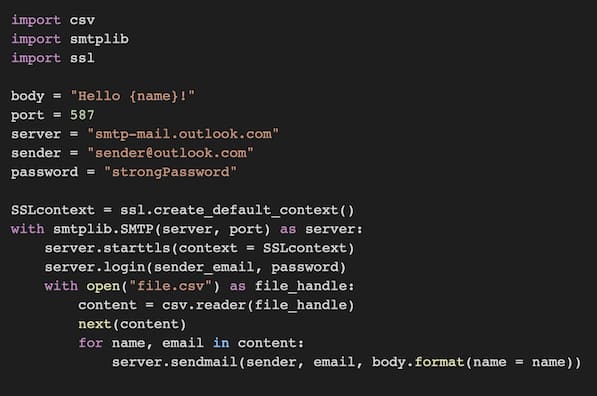 Python send email to multiple recipients