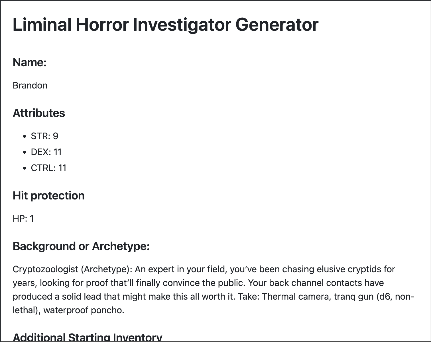 Investigator Generator