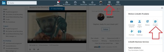 LinkedIn Gruppen unter Apps finden
