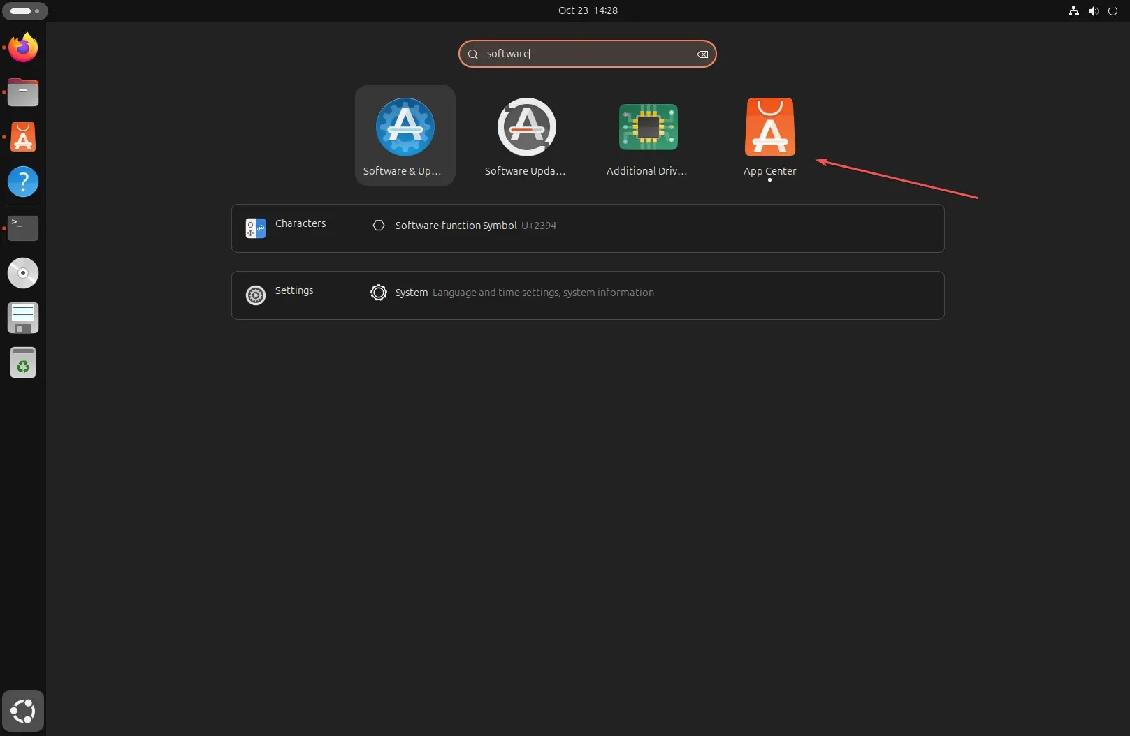 Open Ubuntu App Center to install applications