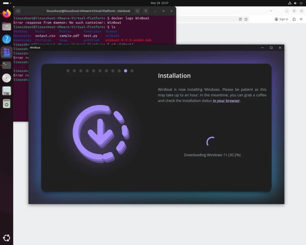 completed Winboat setup on Ubuntu