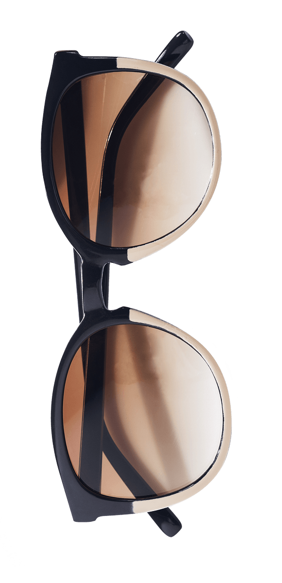 Monturas rosa champán y negro con lentes oscuras