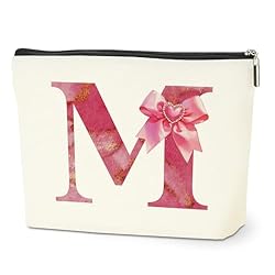 HZMLYDJ イニシャルメイクアップバッグ、女性へのパーソナライズギフト、モノグラムトラベルトイレタリーバッグ、パーソナライズプレッピーコスメバッグ, ピンクのリボン。, 9.62 * 7.42 Inches, M HZMLYDJ イニシャルメイクアップバッグ、女性へのパーソナライズギフト、モノグラムトラベルトイレタリーバッグ、パーソナライズプレッピーコスメバッグ, ピンクのリボン。, 9.62 * 7.42 Inches, M