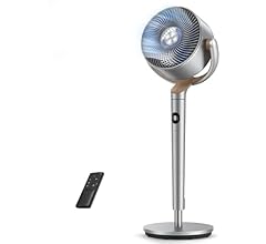 DREO Fan for Bedroom, 120°+120°Omni-directional Oscillating Fan, 90ft, DC Motor, 20 dB Quiet Standing Pedestal Fans, 8 Spee…
