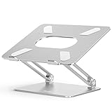 BoYata ノートパソコンスタンド pc スタンド タブレット 無段階高さ/角度調整可能 姿勢改善 腰痛/猫背解消 安定性 折りたたみ式 アルミ合金製 17インチ以下のデバイスに対応 シルバー