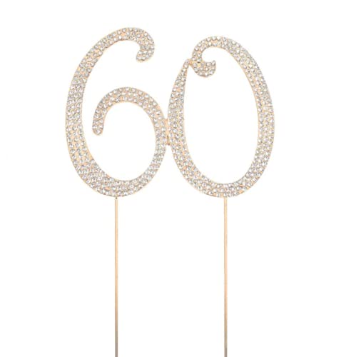 YOVEKAT ナンバー60ラインストーンバースデーケーキトッパー番号は、男性や女性の誕生日や60周年記念パーティーの装飾のための60装飾を選ぶ ゴールド YOVEKAT ナンバー60ラインストーンバースデーケーキトッパー番号は、男性や女性の誕生日や60周年記念パーティーの装飾のための60装飾を選ぶ ゴールド