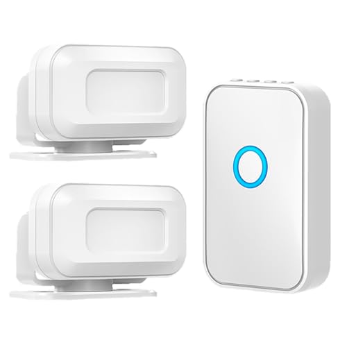 Gevvnss ワイヤレスチャイム 人感センサー 玄関チャイム 送信機1個 受信機 2 個 呼び鈴 防水・防塵 着信音 介護 ドアベル 無線 電池式 5段階音量調節 52種類呼び出し音 飲食店 店舗 玄関 ホワイト