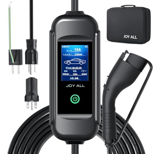 joy all 電気自動車充電器 110V-240V SAE J1772 EV 充電ケーブル 4つ電流モード切替可能 15A/13A/10A/8A 電気自動車充電ケーブル 長7.6メートル 100V/200V変換アダプターと5-15P変換アダプター付き joy all 電気自動車充電器 110V-240V SAE J1772 EV 充電ケーブル 4つ電流モード切替可能 15A/13A/10A/8A 電気自動車充電ケーブル 長7.6メートル 100V/200V変換アダプターと5-15P変換アダプター付き